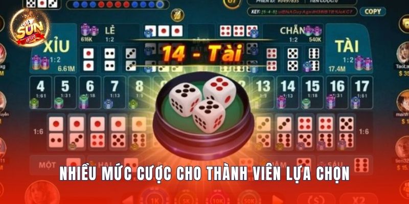 Nhiều mức cược cho thành viên lựa chọn